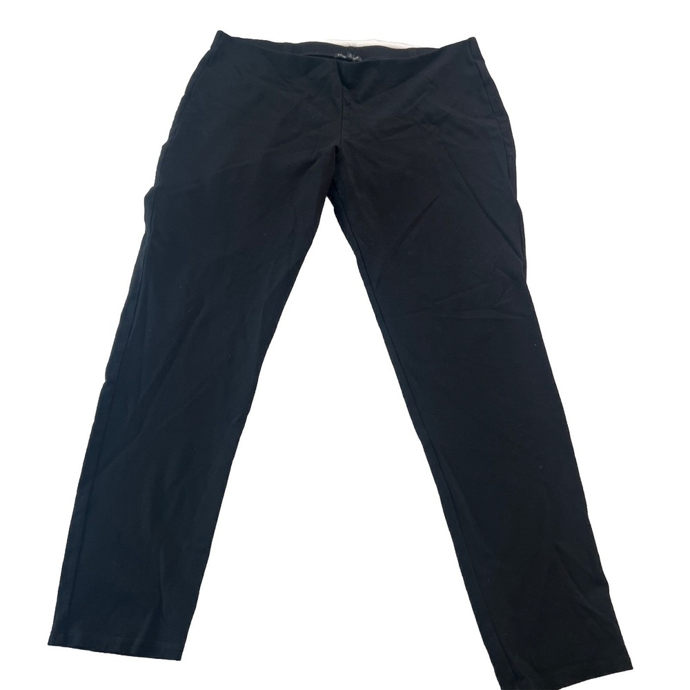 Eileen Fisher Black Italian Fabric Ponte Knit Slim Pants Womens Large RN78121